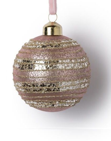 Шар розовый в золотую полоску