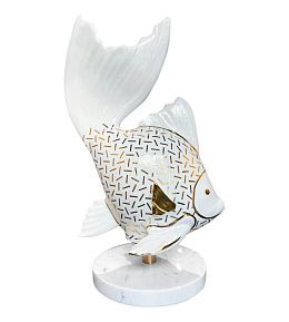Скульптура Рыба на мраморном основаниии White-Gold
