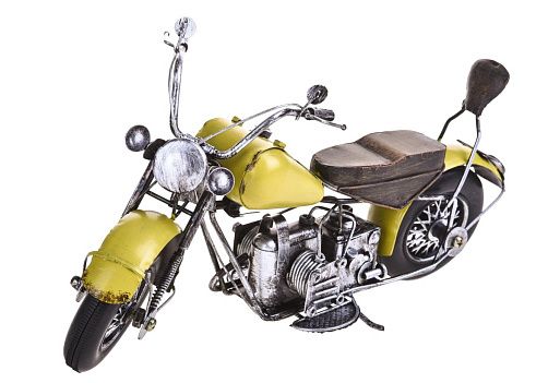 Мотоцикл желтый металл 27 см