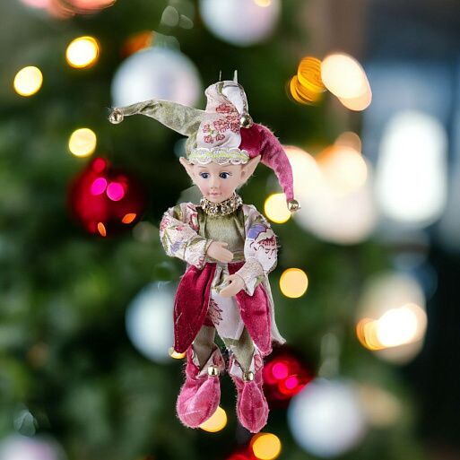 Эльф Джокер розово-зеленый 30 см