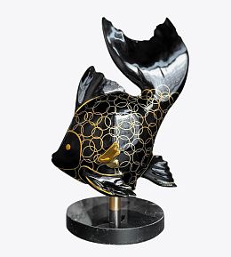 Скульптура Рыба на мраморном основаниии Black-Gold