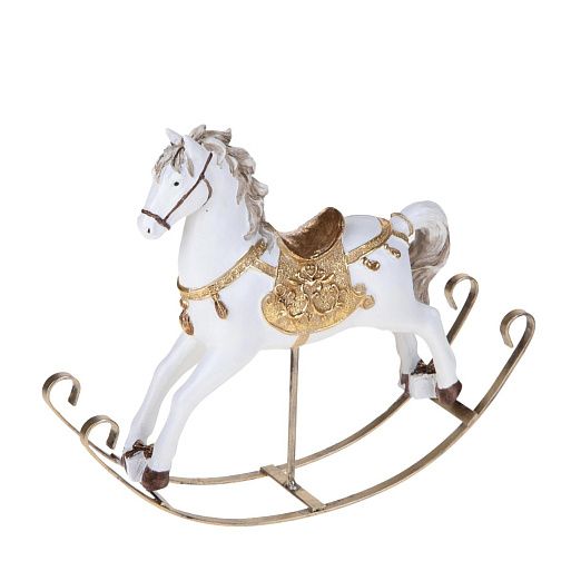 Лошадка-качалка бело-золотая