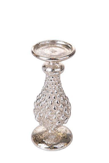 Подсвечник стеклянный серебро