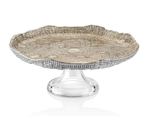 Блюдо для торта Diamante 25 см Beige/chrome
