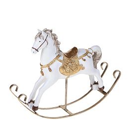 Лошадка-качалка бело-золотая